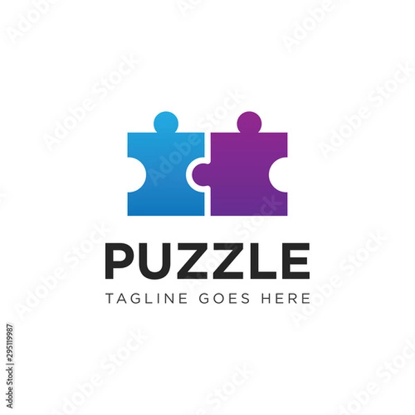 Obraz puzzle logo and icon vector illustration design template