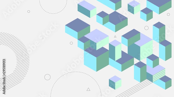 Obraz Abstract background with isometric elements of a cube box. With retro or vintage colors. Background for posters, banners, flyers, and website landing pages.