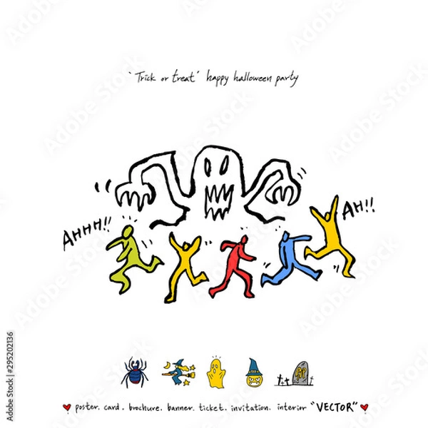 Fototapeta (정사각)할로윈 포스터 / 손으로 그린 할로윈 그림