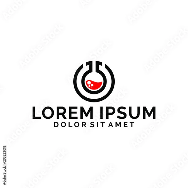Obraz Circle lab logo template with liquid and chemical glass simple symbol in flat design pictogram illustration