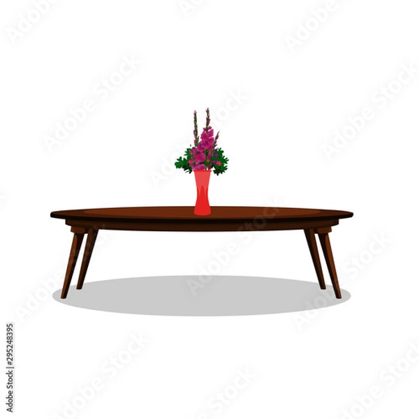 Fototapeta Center Table With Colourful Flower Vase - Vector Image