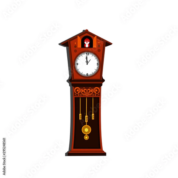 Obraz Grandfather Clock with Cuckoo Bird - Vector Image