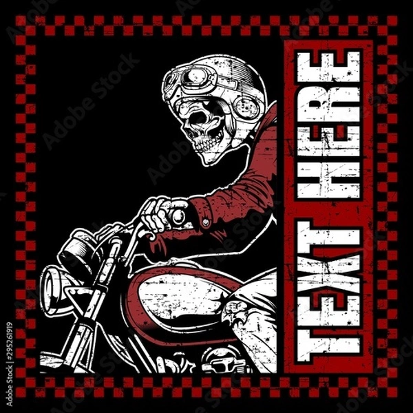 Obraz skull bikers wearing helmet hand drawing vector