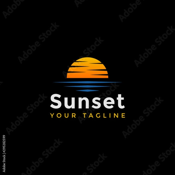 Obraz Sunset Beach Logo Design Template