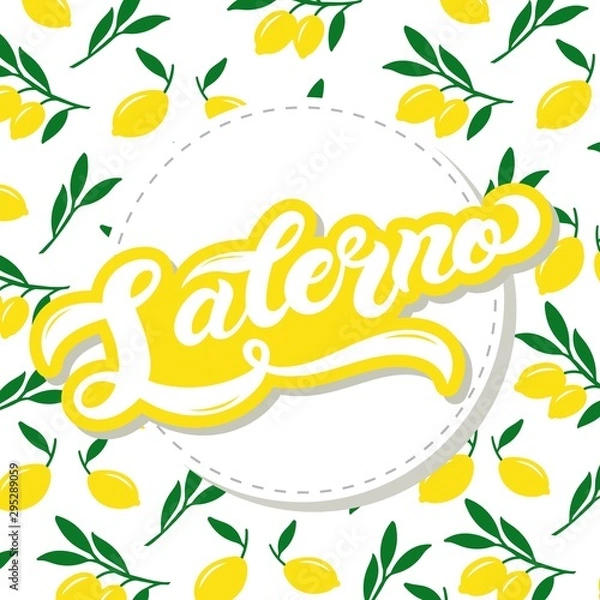 Obraz Salerno. The name of Italian town on the Amalfi coast. Hand drawn lettering. Vector illustration. Best for souvenir products.