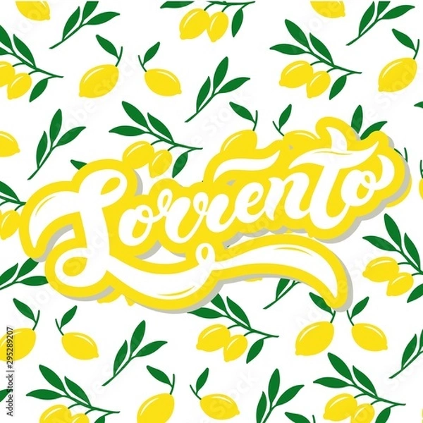 Fototapeta Sorrento. The name of Italian town on the Amalfi coast. Hand drawn lettering. Vector illustration. Best for souvenir products.