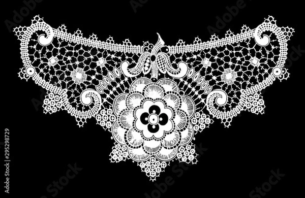 Obraz Black and white lace, border flowers, fashion style, decoration element, pattern for every backdrop.