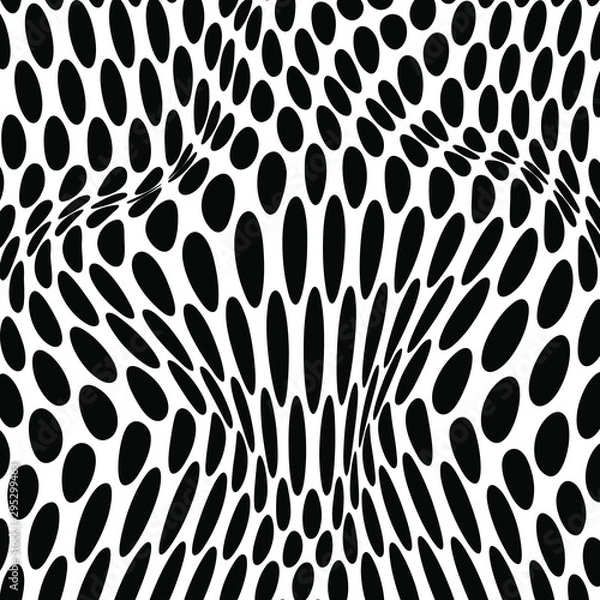 Fototapeta Abstraction in circles is distorted. Black on a white background