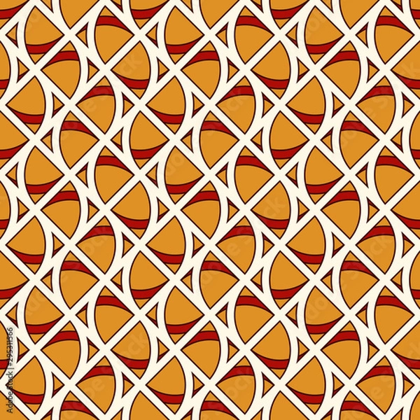 Fototapeta Ethnic and tribal seamless surface pattern with geometric forms. African style digital paper with stylized triangles
