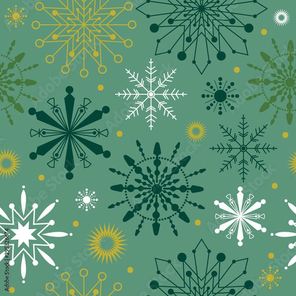 Obraz Seamless pattern snowflakes background, vector illustration