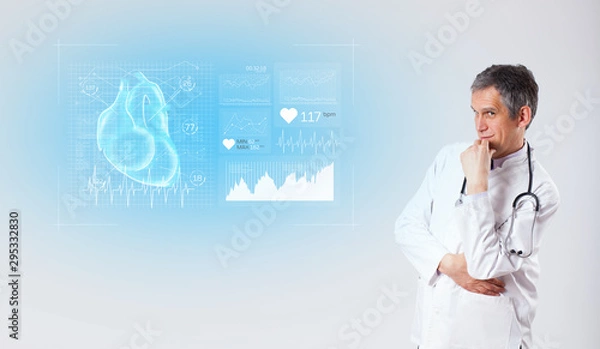 Fototapeta Experienced cardiologist presenting the test results