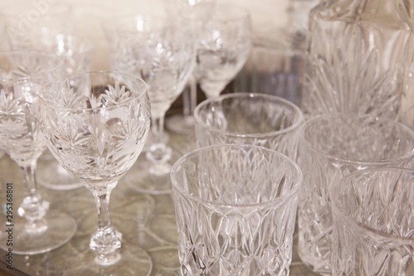 Obraz empty crystal glass table background