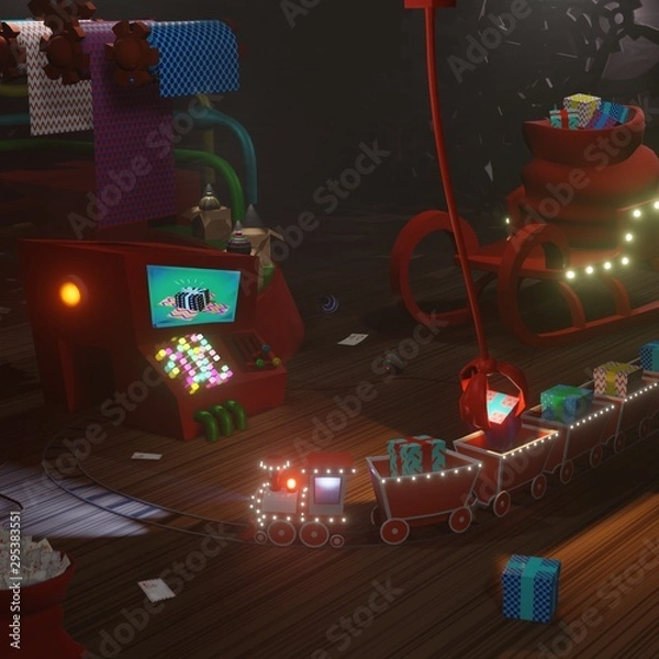 Obraz 3d rendered illustration Santa's factory