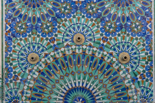 Obraz Close up Moroccan ceramic tiles as part of a fountain