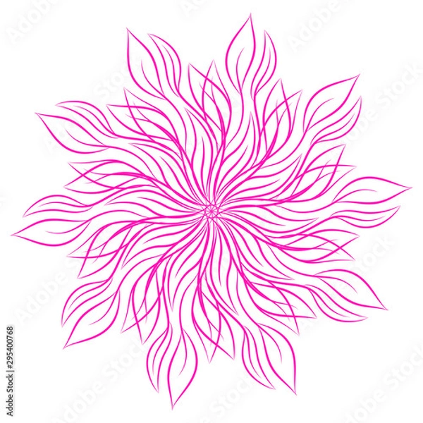 Obraz Mandala. Round floral ornament isolated on white background. Decorative design element. Outline vector illustration for invitation, greeting cards, print on T-shirt and other items.