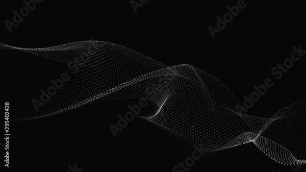 Fototapeta Abstract digital wave of particles. Futuristic point wave. Technology background vector. Vector illustration