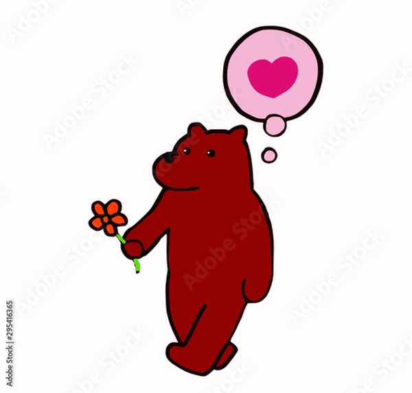 Obraz a bear holding a orange flower