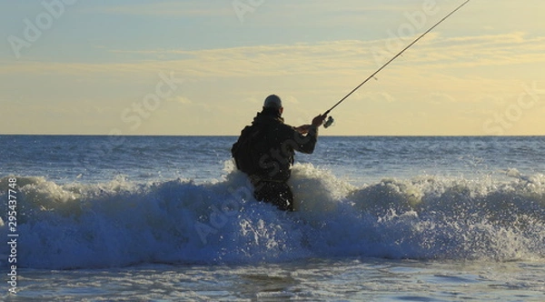 Obraz Surf fishing on the Jurassic Coast near Seaton in Devon