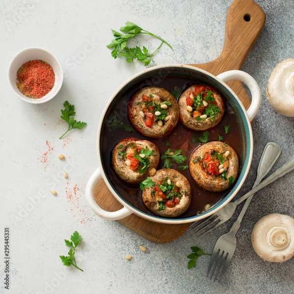 Obraz Mushrooms stuffed with mince and tomatoes