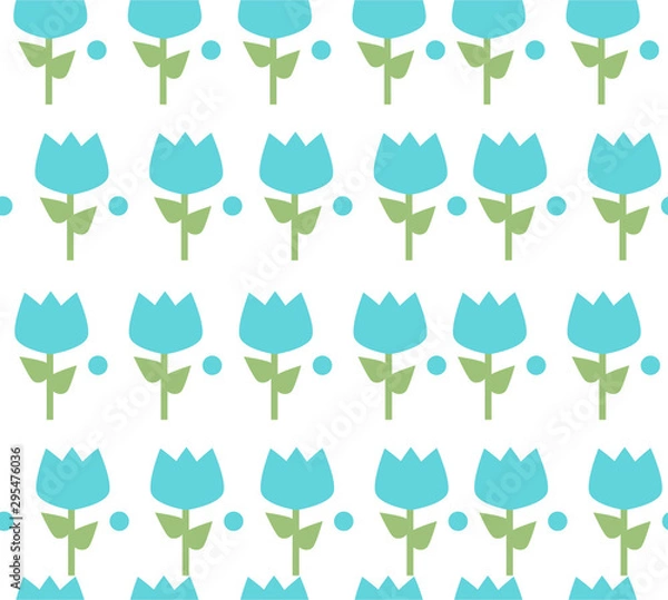 Fototapeta Blu tulips pattern on white background