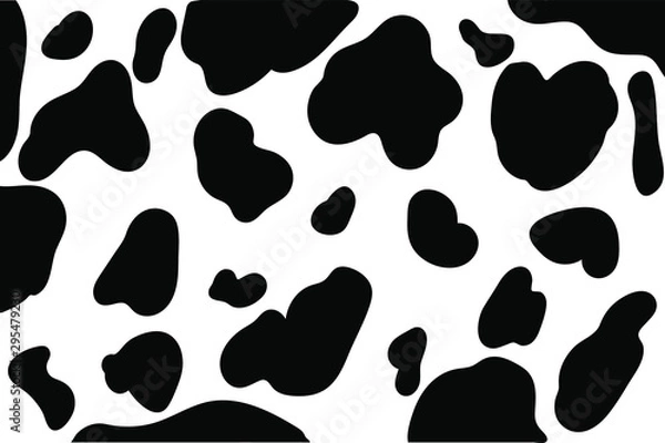 Obraz Black spots of a cow on a white background.Can be used for wallpaper, pattern fills, web page background, surface textures.