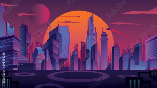 Fototapeta Futuristic City Landscape