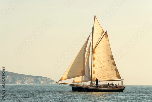 Obraz Old sailing boat all sails outside on the sea