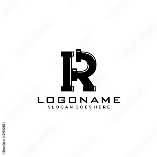 Fototapeta R Initial for Plumbing Service logo icon vector