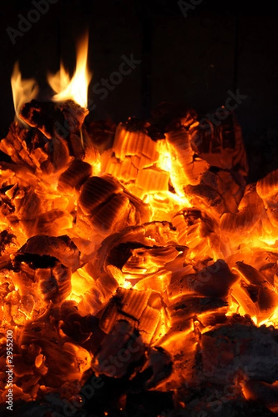 Obraz glowing coals in the fireplace