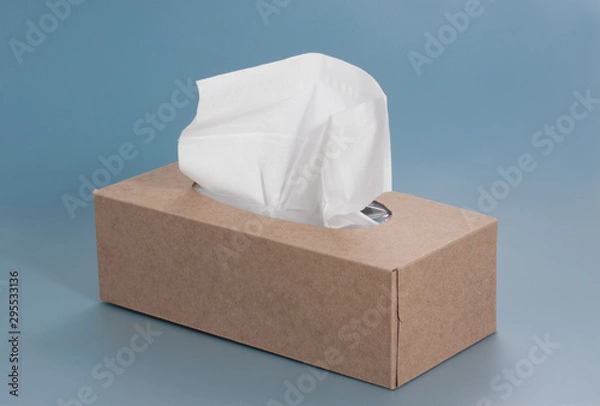 Obraz Tissue box  on blue background