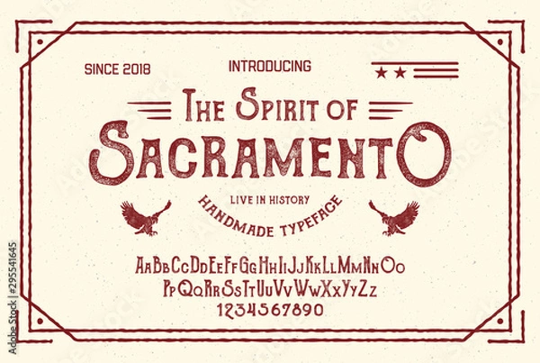 Obraz Original Handmade Textured Font. Retro Typeface. Vector Illustration.