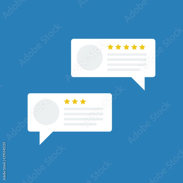 Fototapeta User reviews online vector icon. Feedback review website rating background
