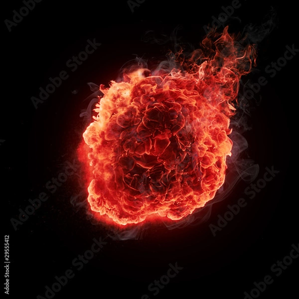 Obraz fire ball isolated on black background