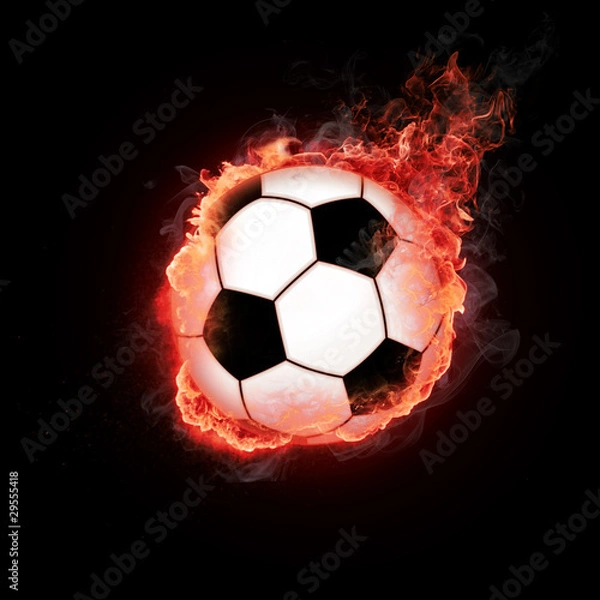 Obraz Hot soccer ball on the speed in fires flame