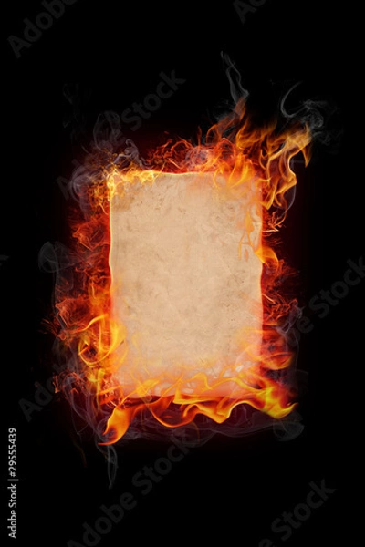 Obraz Palenie papieru na czarnym tle