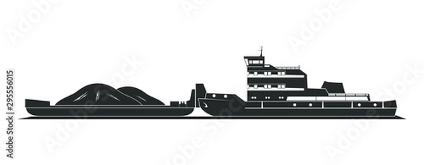 Obraz Tugboat pushing barges