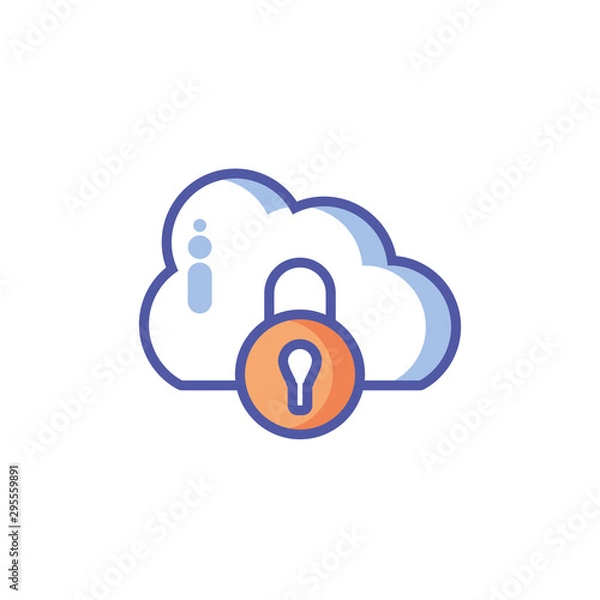Fototapeta cloud information lock in white background