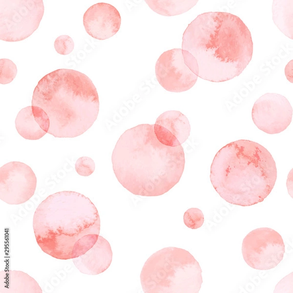 Fototapeta Watercolor pink bubbles seamless pattern. Vector abstract background.