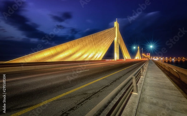 Obraz Beautiful view of Sheikh Isa Bin Salman bridge, Manama, Bahrain.