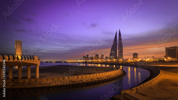 Obraz Beautiful Bahrain skyline during sunset.