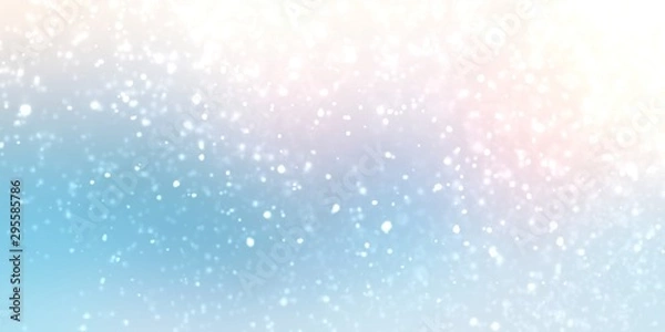 Obraz Winter outside abstract illustration. Snowfall on defocused nature silhouette. White punk azure blurred gradient. Wonderful clear template.