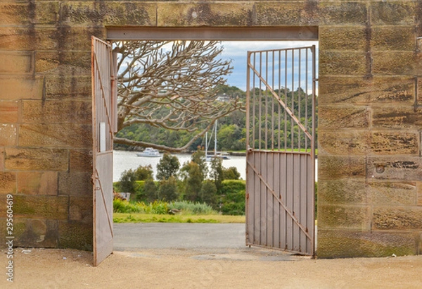Obraz amazing view of sydney bay from a old factory, concept suitable for freedom, out of jail