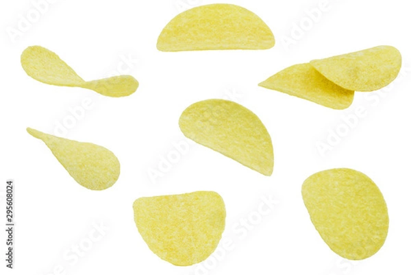 Fototapeta Potato chips isolated on white background with clipping path