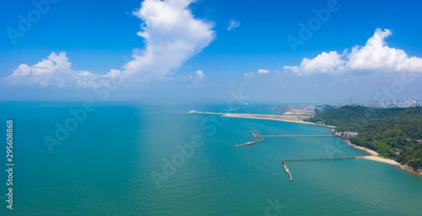 Fototapeta Waterfront view of Guantouling National Forest Park, Guangbei Hai City