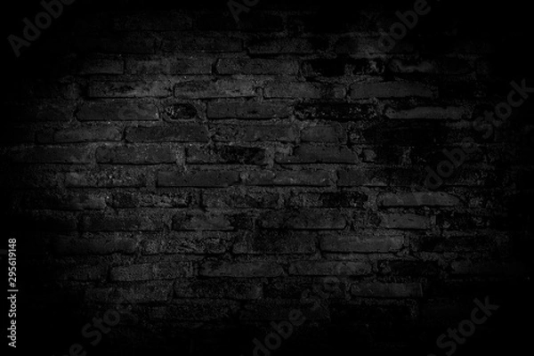 Fototapeta Black brick walls background and texture. The texture of the brick is black. Background of empty brick basement wall. black wall.