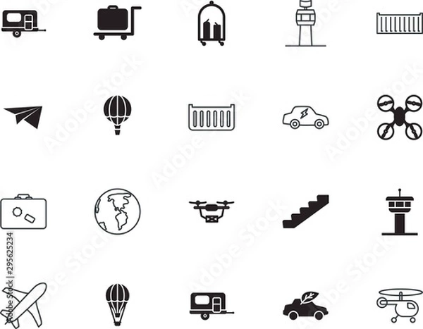 Fototapeta transport vector icon set such as: earth, natural, template, planet, escalator, network, manufacture, walk, aviator, set, go, commercial, cable, ecological, factory, step, floor, lock, case, friendly