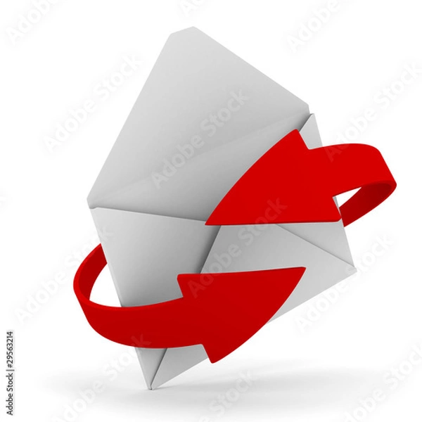 Fototapeta E-mail concept on white background. Isolated 3D image