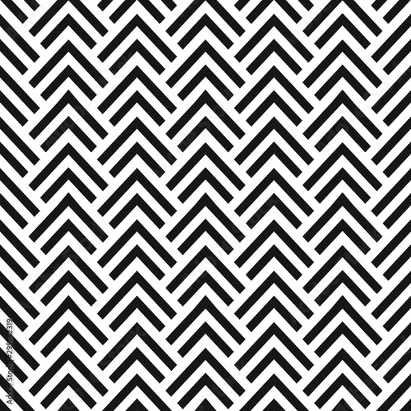 Obraz Seamless herringbone pattern with straight lines, black and white geometric vector background