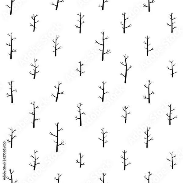 Fototapeta Black and white seamless pattern with trees
