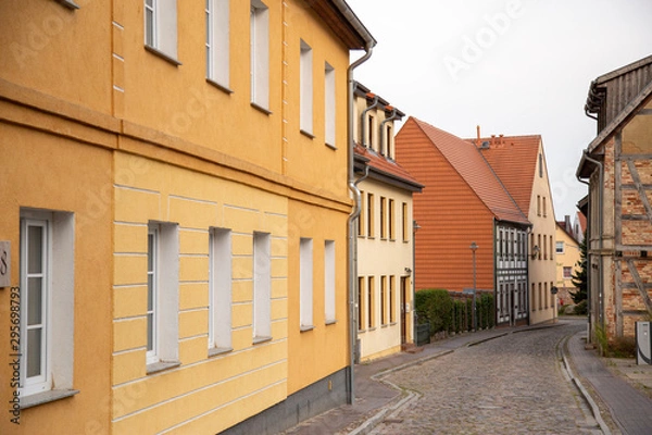 Fototapeta The streets of Wolgast with many old houses